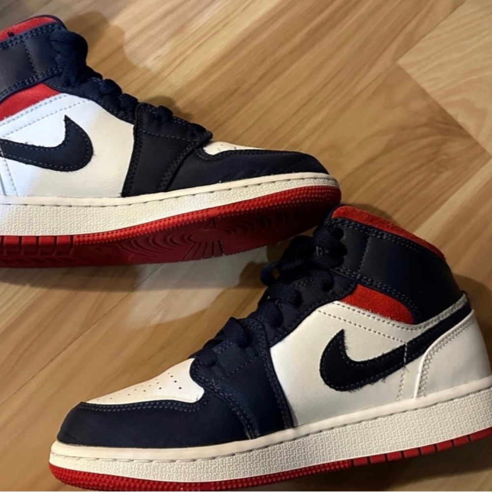 Nike Youth Air Jordan Sneakers in Red, White, and blue